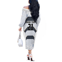 Japan Pacific Rugby 2022-23 Custom Off The Shoulder Long Sleeve Dress Black Sakura Japanese Wave Pattern LT9 - Polynesian Pride