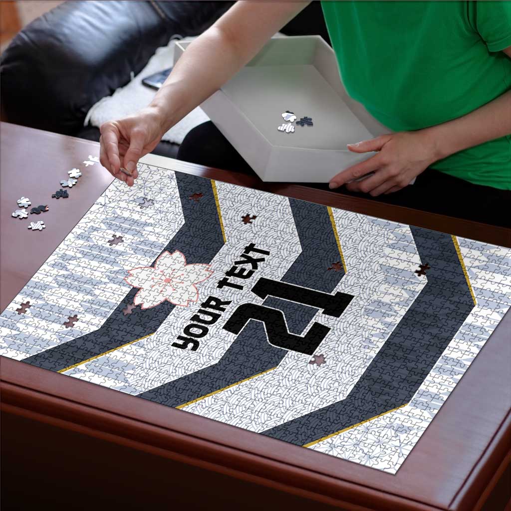 Japan Pacific Rugby 2022-23 Custom Puzzle Black Sakura Japanese Wave Pattern - Polynesian Pride