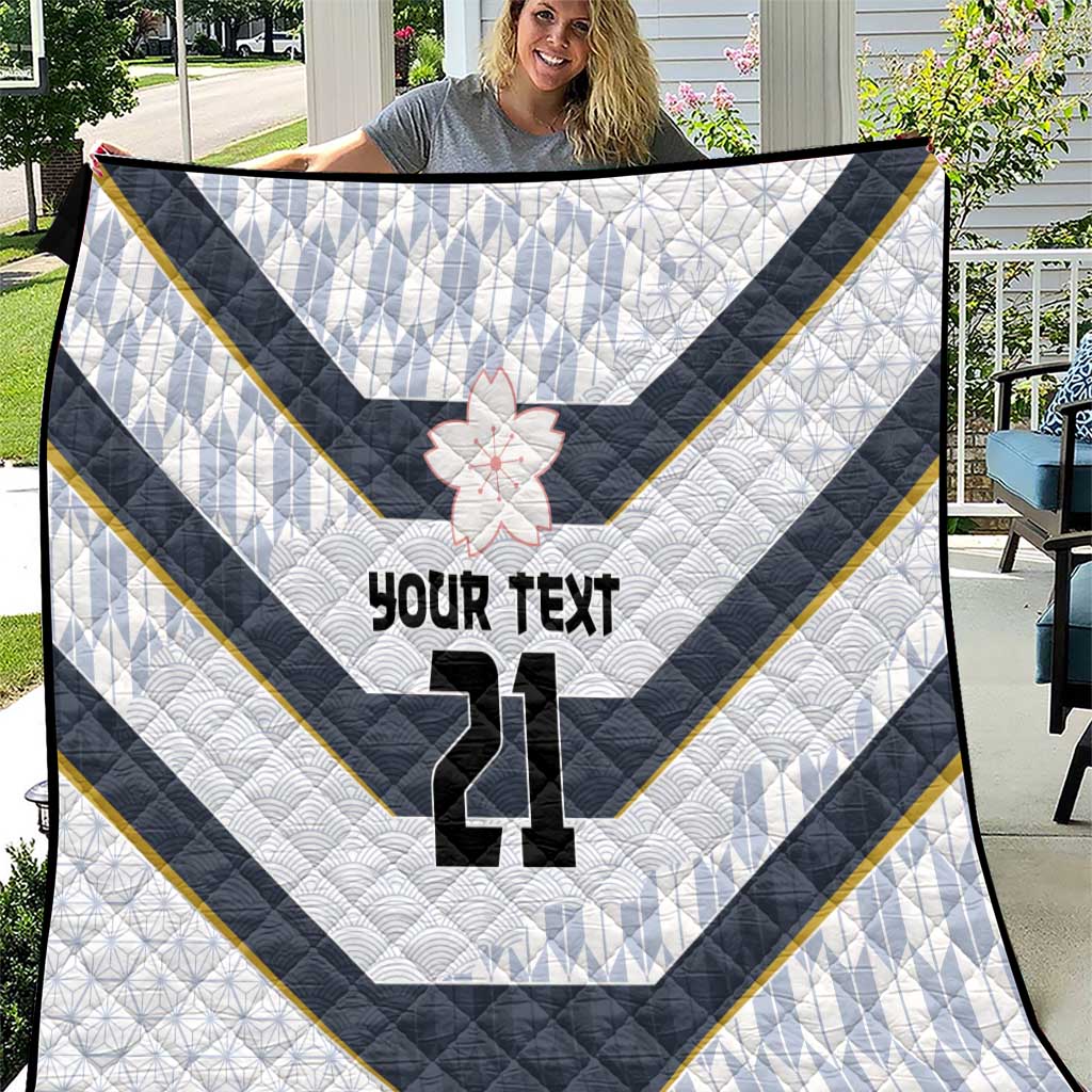 Japan Pacific Rugby 2022-23 Custom Quilt Black Sakura Japanese Wave Pattern LT9 Black - Polynesian Pride