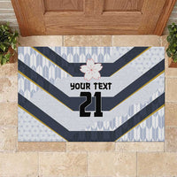 Japan Pacific Rugby 2022-23 Custom Rubber Doormat Black Sakura Japanese Wave Pattern