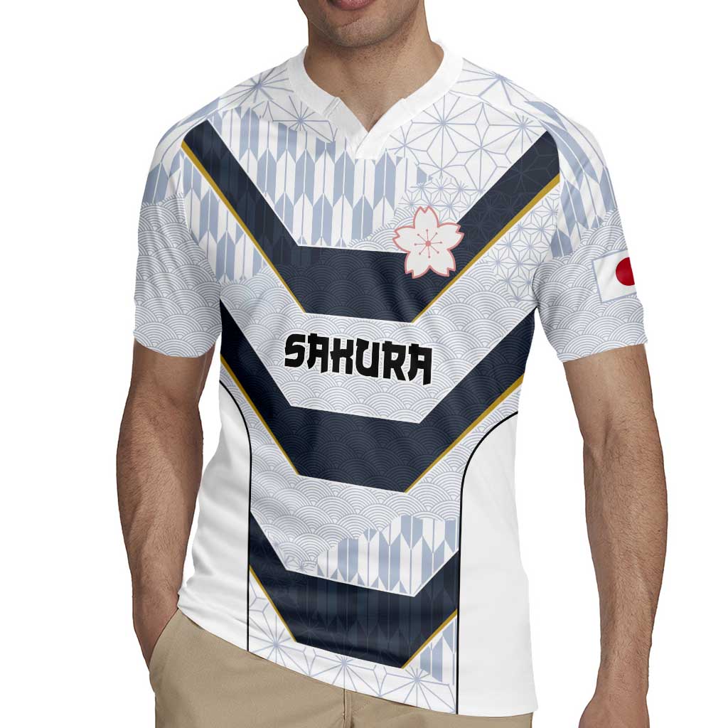 Japan Pacific Rugby 2022-23 Custom Rugby Jersey Black Sakura Japanese Wave Pattern