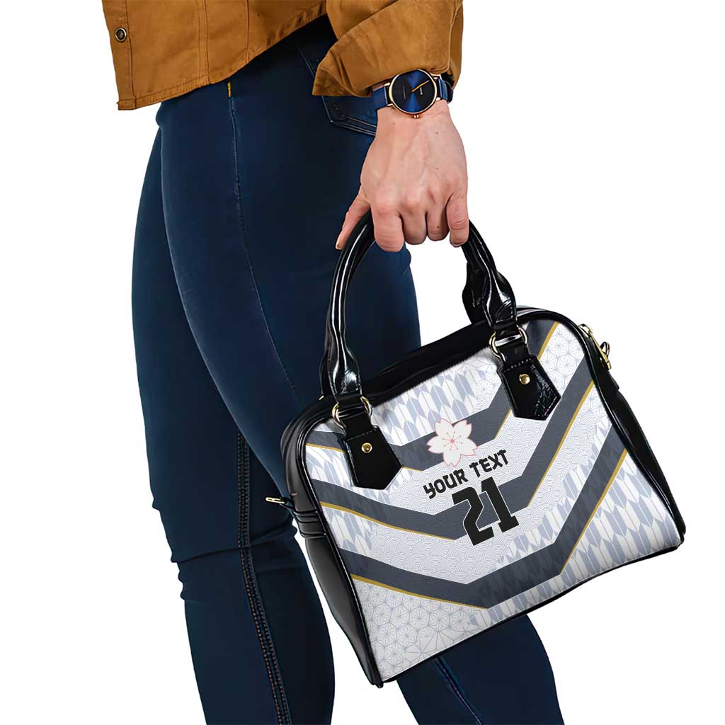 Japan Pacific Rugby 2022-23 Custom Shoulder Handbag Black Sakura Japanese Wave Pattern