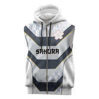 Japan Pacific Rugby 2022-23 Custom Sleeveless Zip Hoodie Black Sakura Japanese Wave Pattern - Polynesian Pride