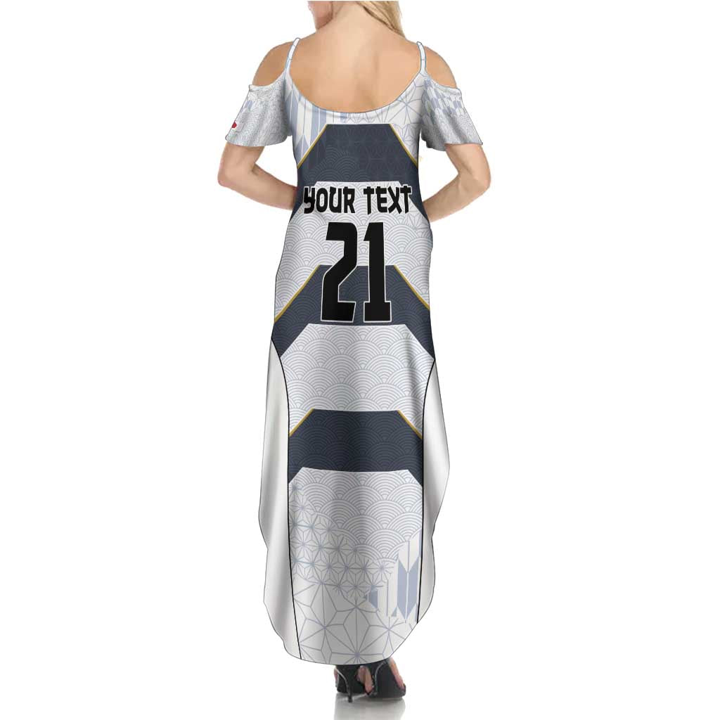 Japan Pacific Rugby 2022-23 Custom Summer Maxi Dress Black Sakura Japanese Wave Pattern LT9 - Polynesian Pride
