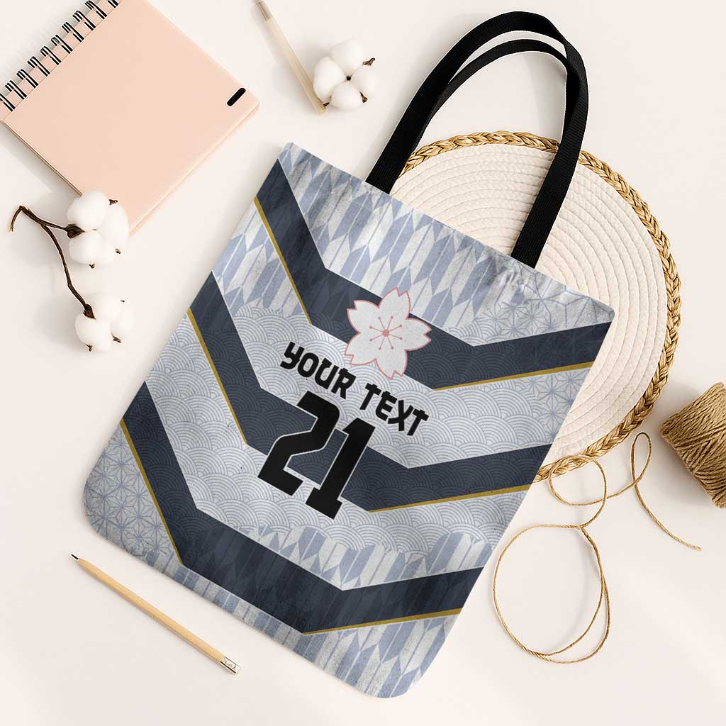 Japan Pacific Rugby 2022-23 Custom Tote Bag Black Sakura Japanese Wave Pattern LT9 Black Strap One Size Black - Polynesian Pride