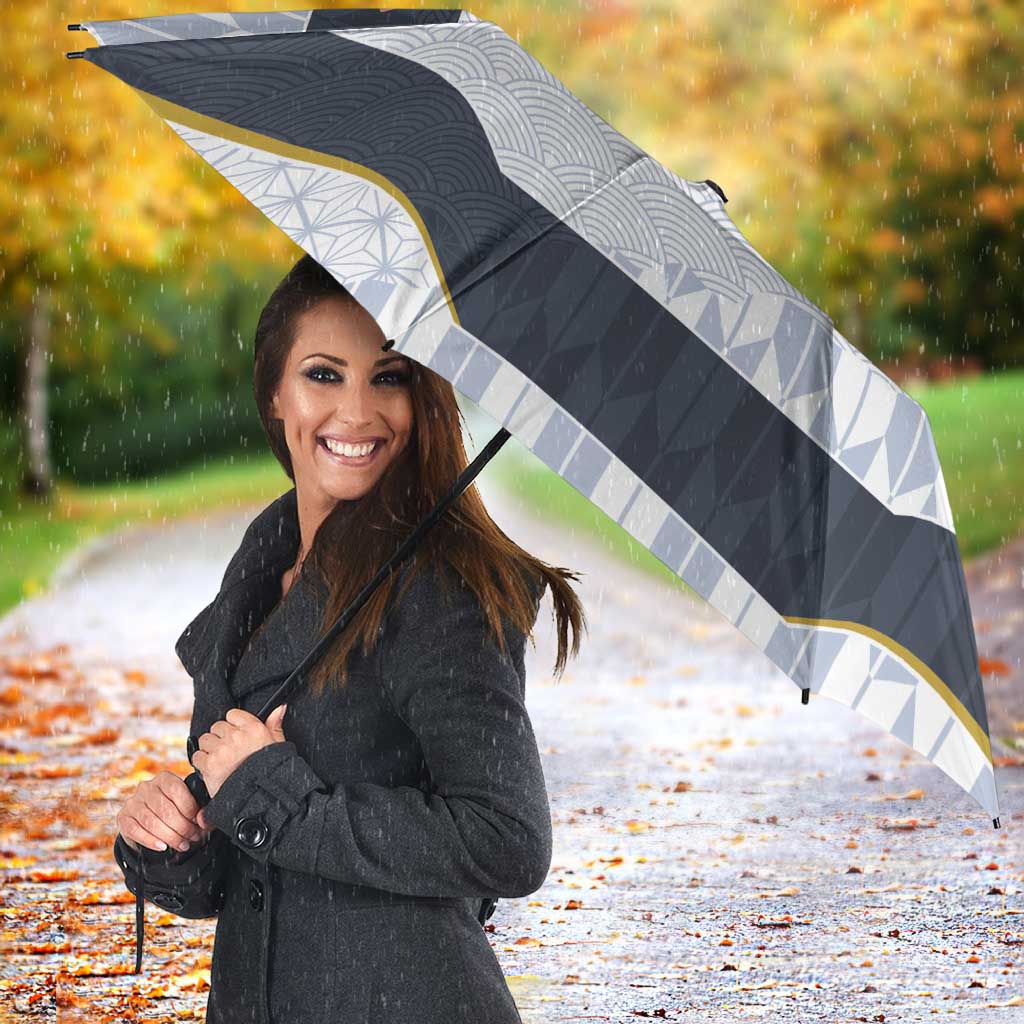 Japan Pacific Rugby 2022-23 Custom Umbrella Black Sakura Japanese Wave Pattern - Polynesian Pride