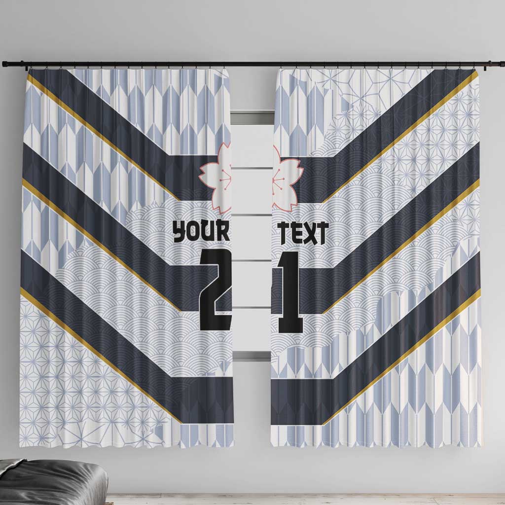 Japan Pacific Rugby 2022-23 Custom Window Curtain Black Sakura Japanese Wave Pattern LT9 With Hooks Black - Polynesian Pride