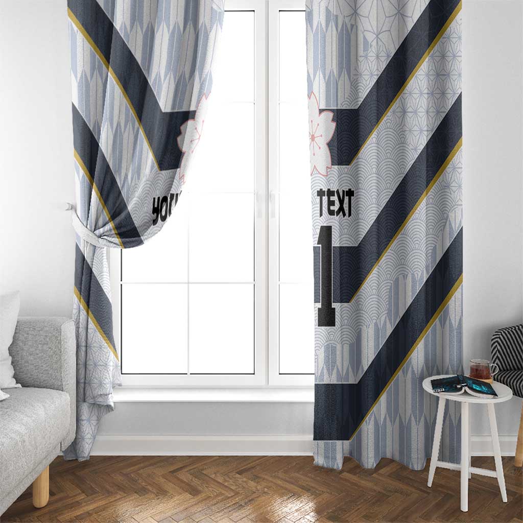 Japan Pacific Rugby 2022-23 Custom Window Curtain Black Sakura Japanese Wave Pattern