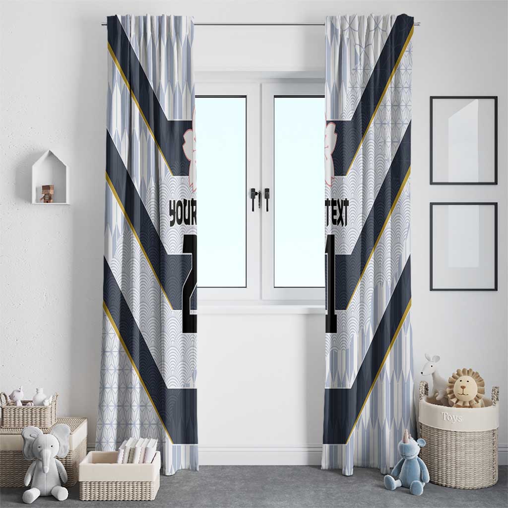 Japan Pacific Rugby 2022-23 Custom Window Curtain Black Sakura Japanese Wave Pattern