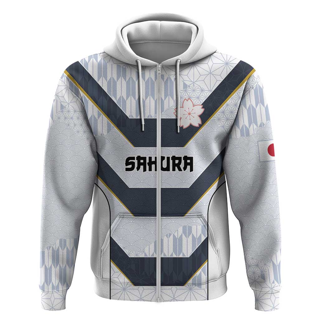 Japan Pacific Rugby 2022-23 Custom Zip Hoodie Black Sakura Japanese Wave Pattern LT9 Zip Hoodie Black - Polynesian Pride