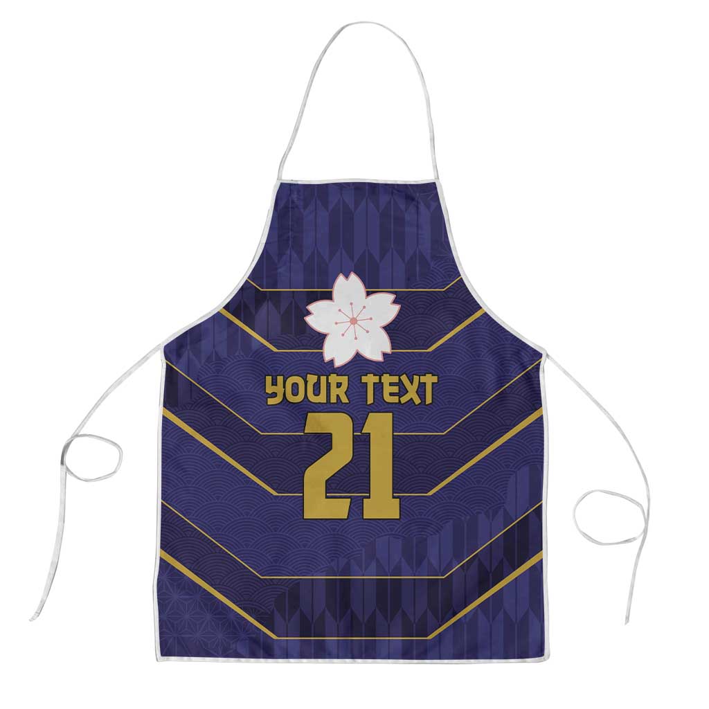 Japan Pacific Rugby 2022-23 Custom Apron Blue Sakura Japanese Wave Pattern LT9 Blue - Polynesian Pride