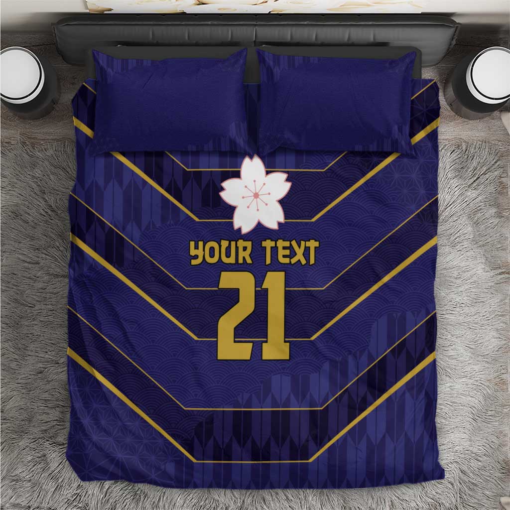 Japan Pacific Rugby 2022-23 Custom Bedding Set Blue Sakura Japanese Wave Pattern LT9 Blue - Polynesian Pride