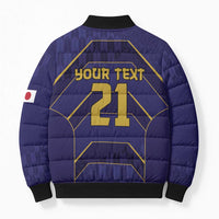 Japan Pacific Rugby 2022-23 Custom Bomber Puffer Jacket Blue Sakura Japanese Wave Pattern - Polynesian Pride