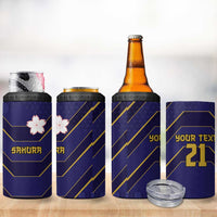 Japan Pacific Rugby 2022-23 Custom 4 in 1 Can Cooler Tumbler Blue Sakura Japanese Wave Pattern