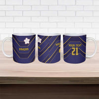 Japan Pacific Rugby 2022-23 Custom Ceramic Mug Blue Sakura Japanese Wave Pattern - Polynesian Pride