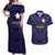 Japan Pacific Rugby 2022-23 Custom Couples Matching Off Shoulder Maxi Dress and Hawaiian Shirt Blue Sakura Japanese Wave Pattern