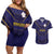 Japan Pacific Rugby 2022-23 Custom Couples Matching Off Shoulder Short Dress and Hawaiian Shirt Blue Sakura Japanese Wave Pattern