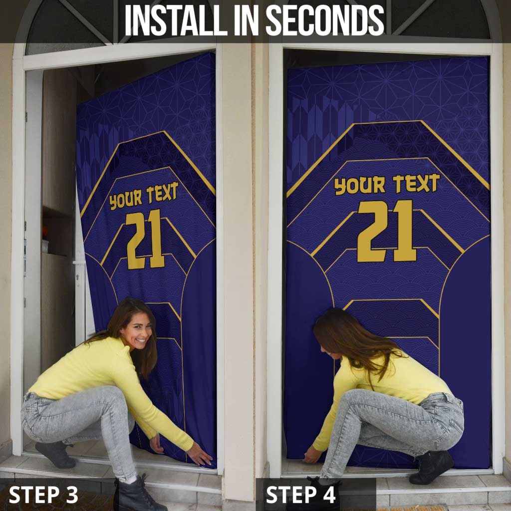 Japan Pacific Rugby 2022-23 Custom Door Cover Blue Sakura Japanese Wave Pattern - Polynesian Pride