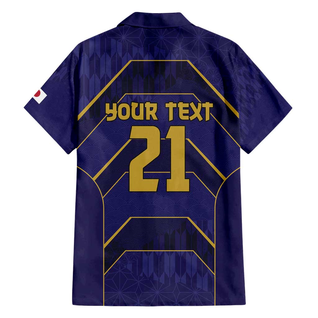 Japan Pacific Rugby 2022-23 Custom Family Matching Off Shoulder Maxi Dress and Hawaiian Shirt Blue Sakura Japanese Wave Pattern