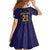 Japan Pacific Rugby 2022-23 Custom Family Matching Off Shoulder Short Dress and Hawaiian Shirt Blue Sakura Japanese Wave Pattern