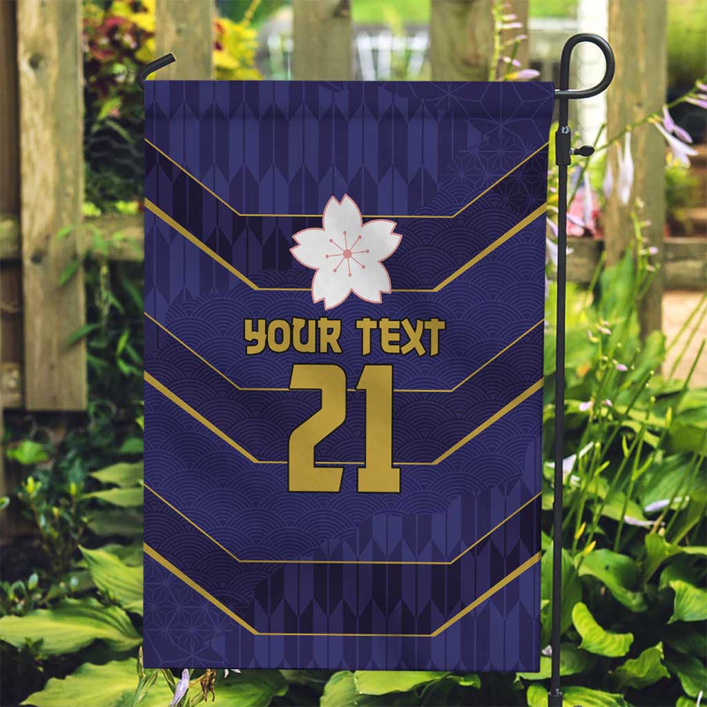 Japan Pacific Rugby 2022-23 Custom Garden Flag Blue Sakura Japanese Wave Pattern