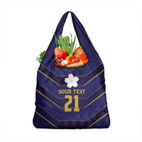 Japan Pacific Rugby 2022-23 Custom Grocery Bag Blue Sakura Japanese Wave Pattern
