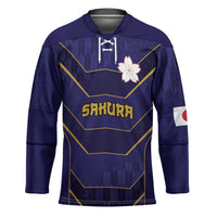 Japan Pacific Rugby 2022-23 Custom Hockey Jersey Blue Sakura Japanese Wave Pattern - Polynesian Pride
