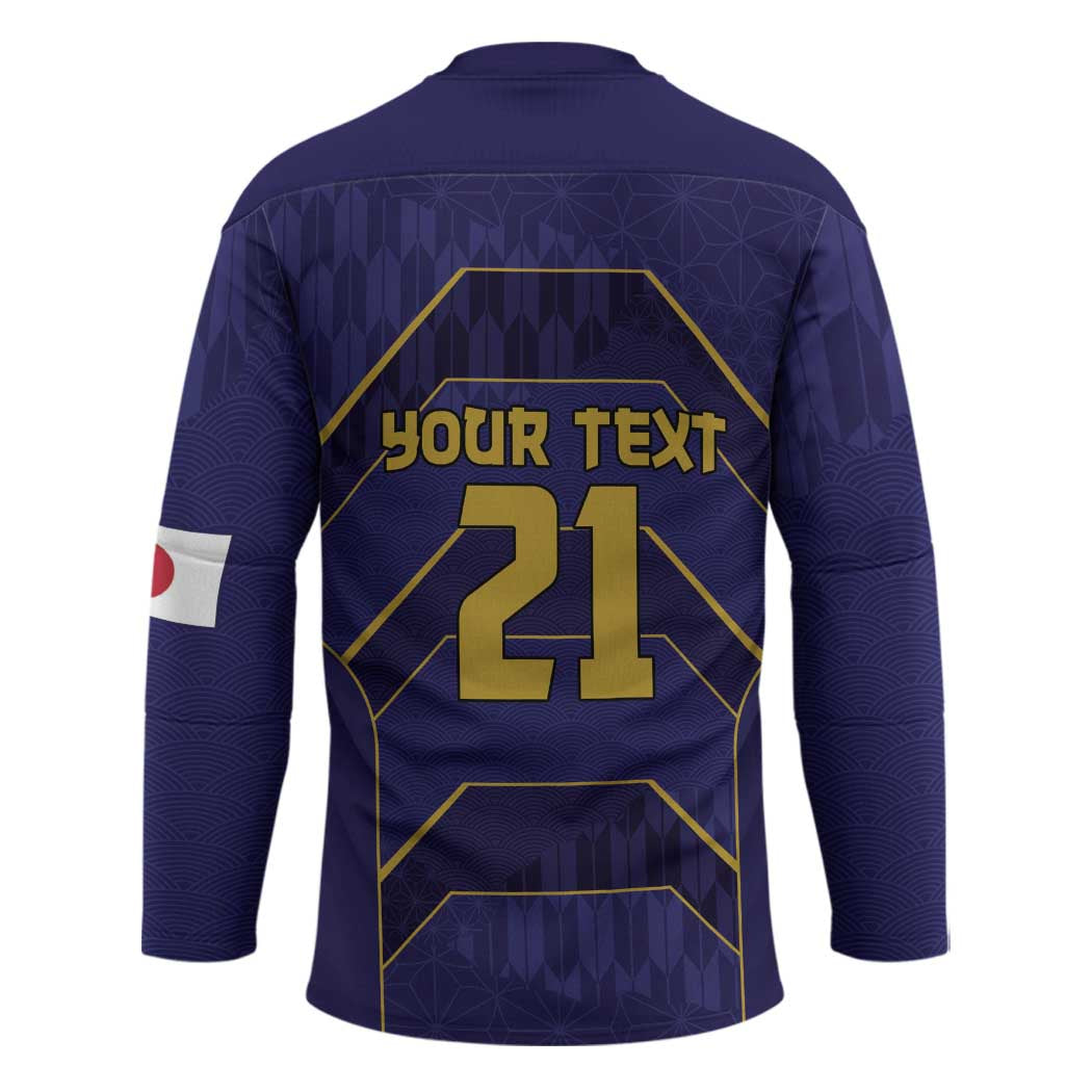 Japan Pacific Rugby 2022-23 Custom Hockey Jersey Blue Sakura Japanese Wave Pattern - Polynesian Pride