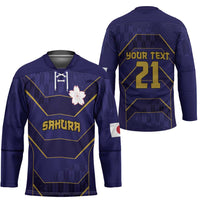 Japan Pacific Rugby 2022-23 Custom Hockey Jersey Blue Sakura Japanese Wave Pattern - Polynesian Pride