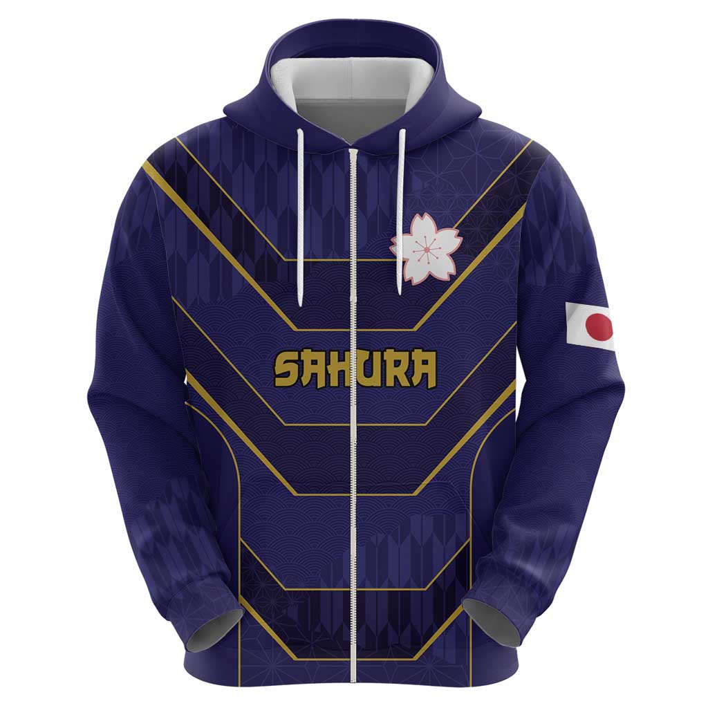 Japan Pacific Rugby 2022-23 Custom Hoodie Blue Sakura Japanese Wave Pattern