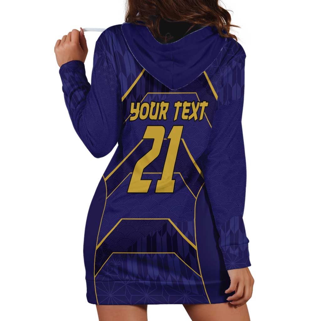 Japan Pacific Rugby 2022-23 Custom Hoodie Dress Blue Sakura Japanese Wave Pattern LT9 - Polynesian Pride