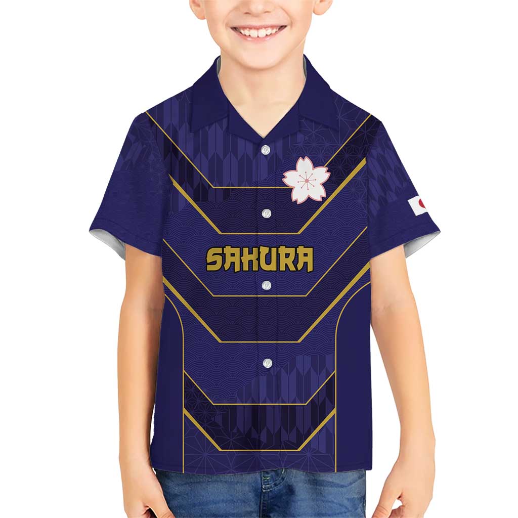 Japan Pacific Rugby 2022-23 Custom Kid Hawaiian Shirt Blue Sakura Japanese Wave Pattern LT9 Kid Blue - Polynesian Pride