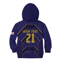 Japan Pacific Rugby 2022-23 Custom Kid Hoodie Blue Sakura Japanese Wave Pattern