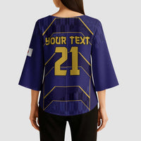 Japan Pacific Rugby 2022-23 Custom Kimono Sleeve Blouse Blue Sakura Japanese Wave Pattern - Polynesian Pride