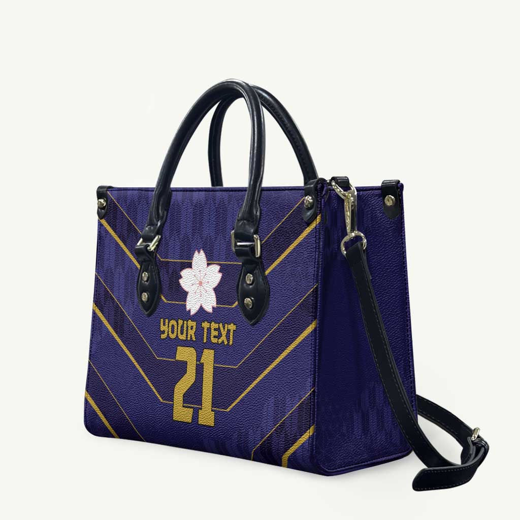 Japan Pacific Rugby 2022-23 Custom Leather Bag Blue Sakura Japanese Wave Pattern - Polynesian Pride