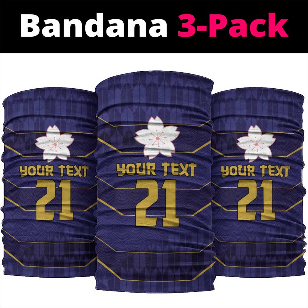 Japan Pacific Rugby 2022-23 Custom Neck Gaiter Blue Sakura Japanese Wave Pattern - Polynesian Pride