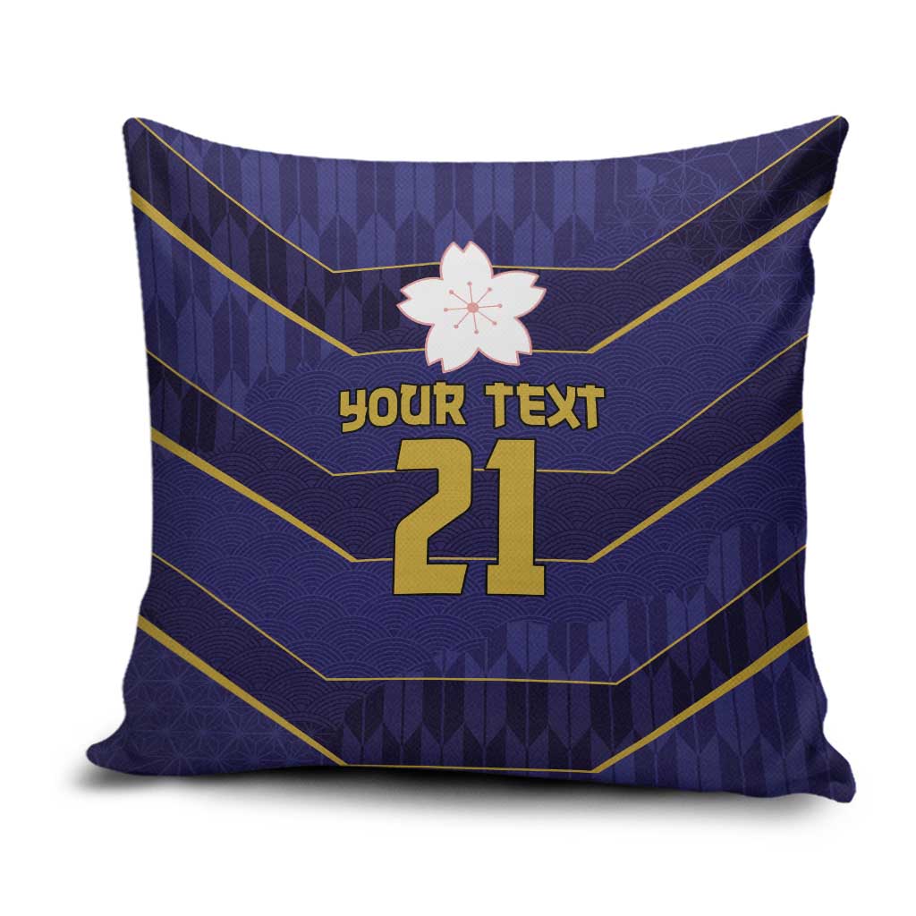Japan Pacific Rugby 2022-23 Custom Pillow Cover Blue Sakura Japanese Wave Pattern LT9 Blue - Polynesian Pride