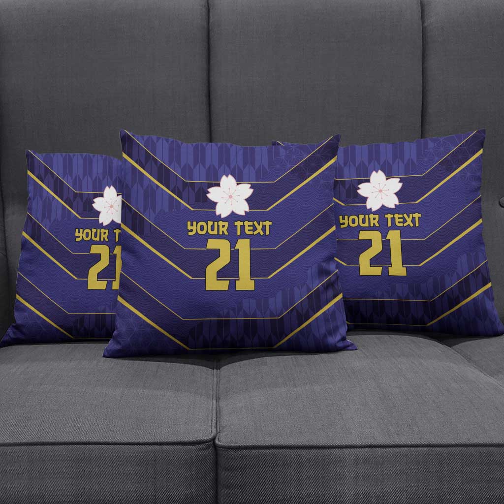 Japan Pacific Rugby 2022-23 Custom Pillow Cover Blue Sakura Japanese Wave Pattern LT9 - Polynesian Pride
