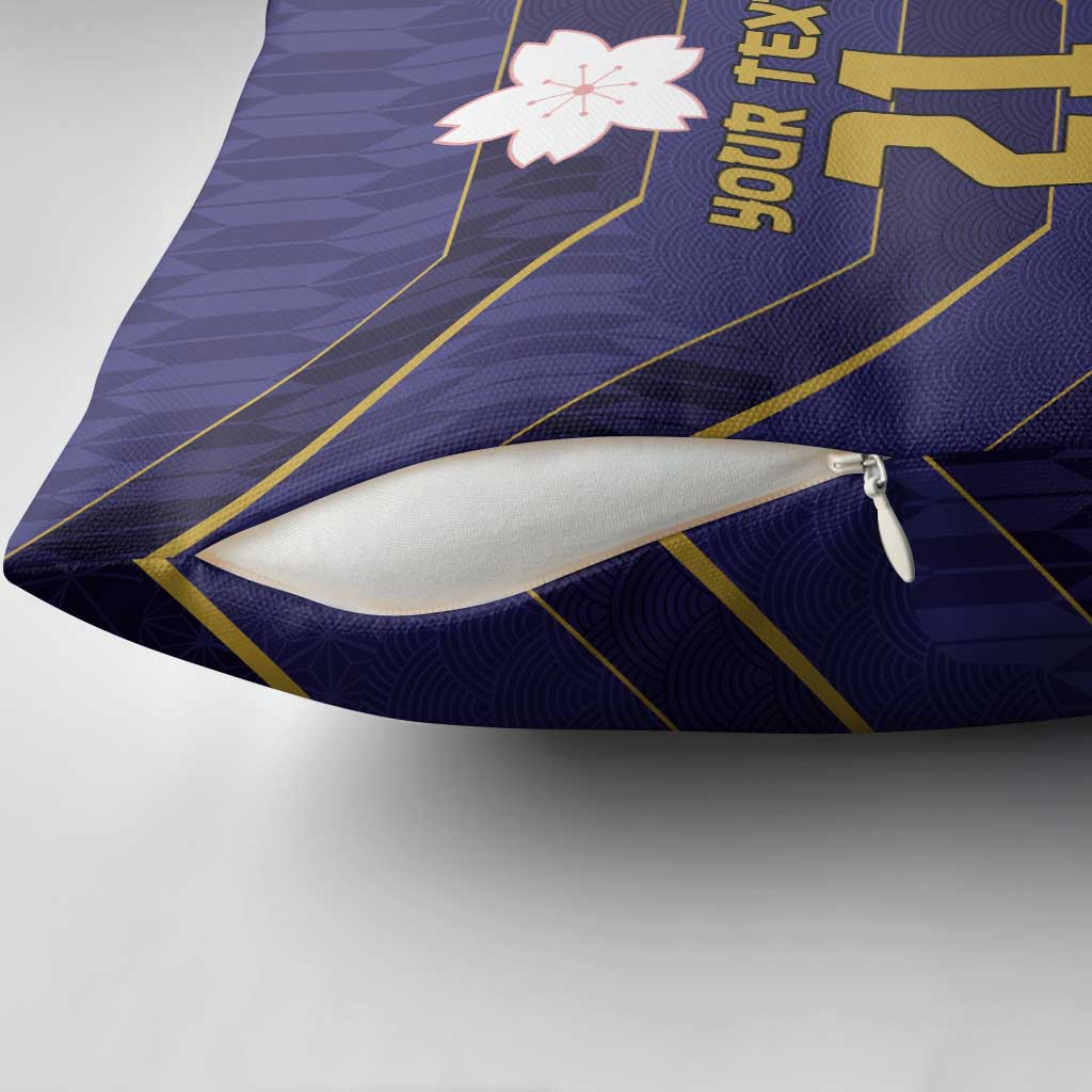 Japan Pacific Rugby 2022-23 Custom Pillow Cover Blue Sakura Japanese Wave Pattern LT9 - Polynesian Pride