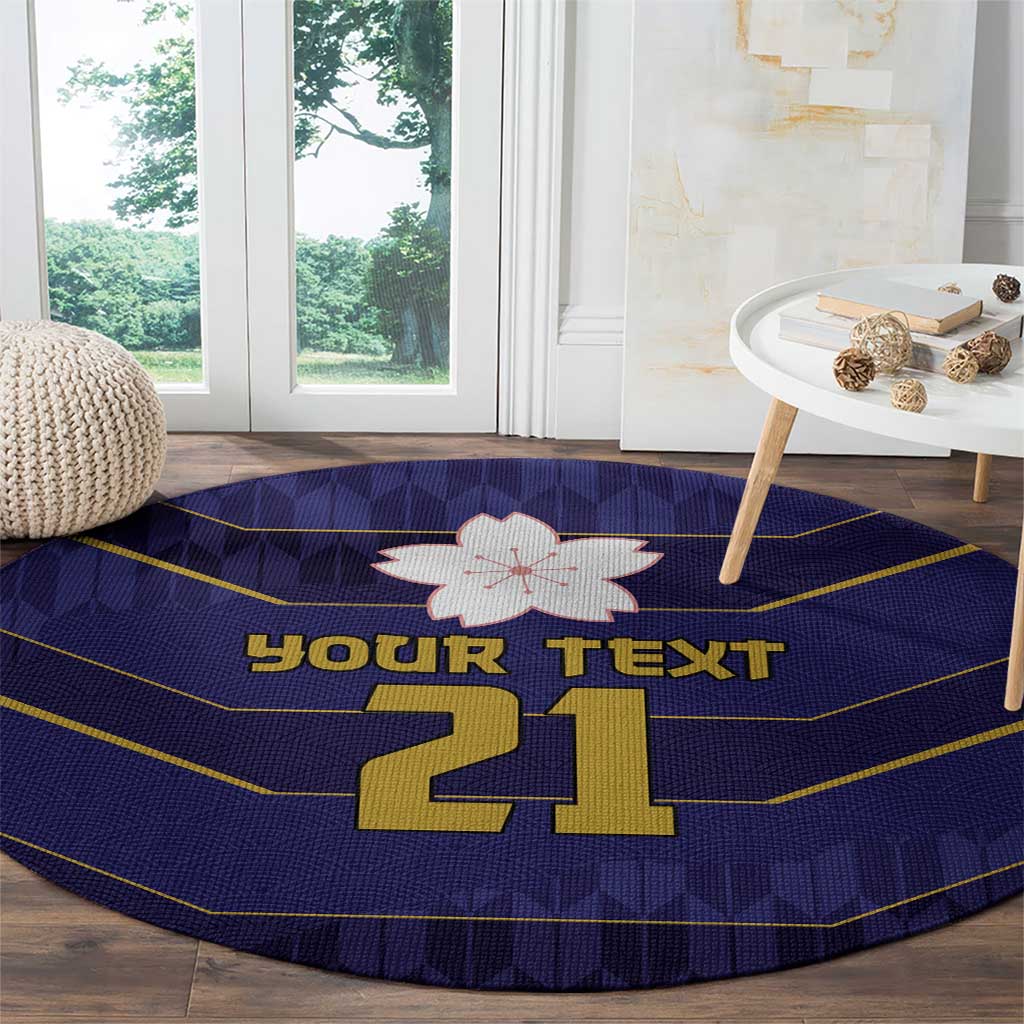 Japan Pacific Rugby 2022-23 Custom Round Carpet Blue Sakura Japanese Wave Pattern
