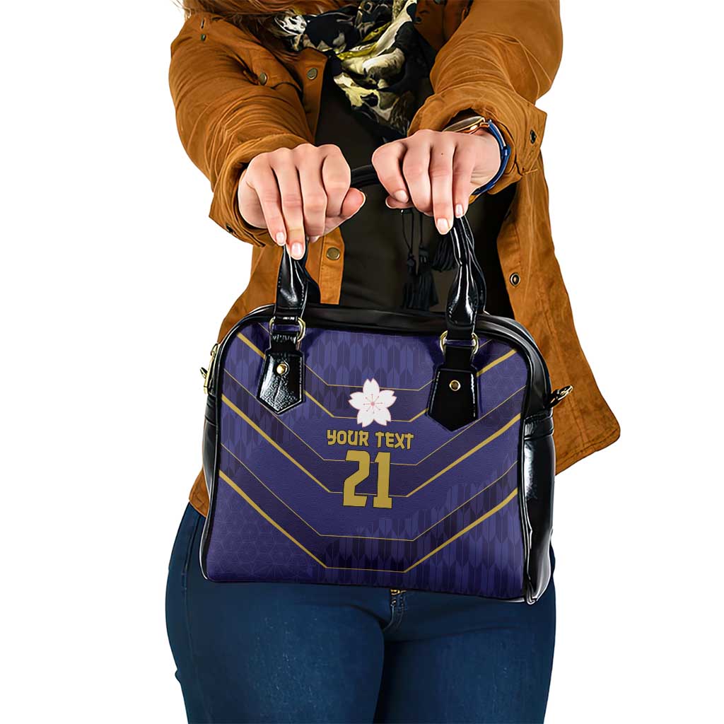 Japan Pacific Rugby 2022-23 Custom Shoulder Handbag Blue Sakura Japanese Wave Pattern LT9 One Size Blue - Polynesian Pride