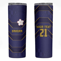 Japan Pacific Rugby 2022-23 Custom Skinny Tumbler Blue Sakura Japanese Wave Pattern LT9 Blue - Polynesian Pride