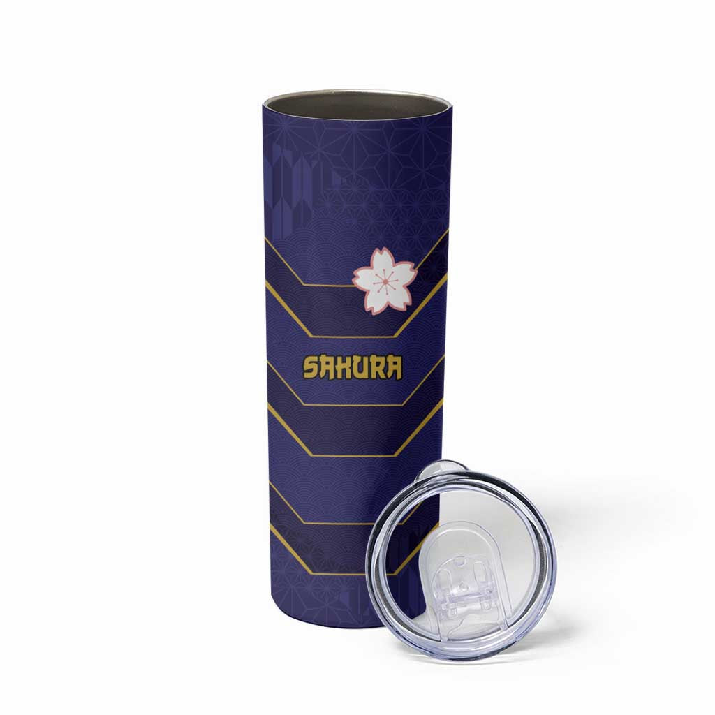 Japan Pacific Rugby 2022-23 Custom Skinny Tumbler Blue Sakura Japanese Wave Pattern LT9 - Polynesian Pride