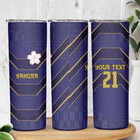 Japan Pacific Rugby 2022-23 Custom Skinny Tumbler Blue Sakura Japanese Wave Pattern LT9 - Polynesian Pride