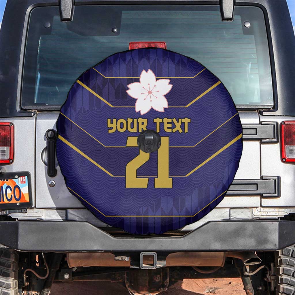 Japan Pacific Rugby 2022-23 Custom Spare Tire Cover Blue Sakura Japanese Wave Pattern LT9 Blue - Polynesian Pride
