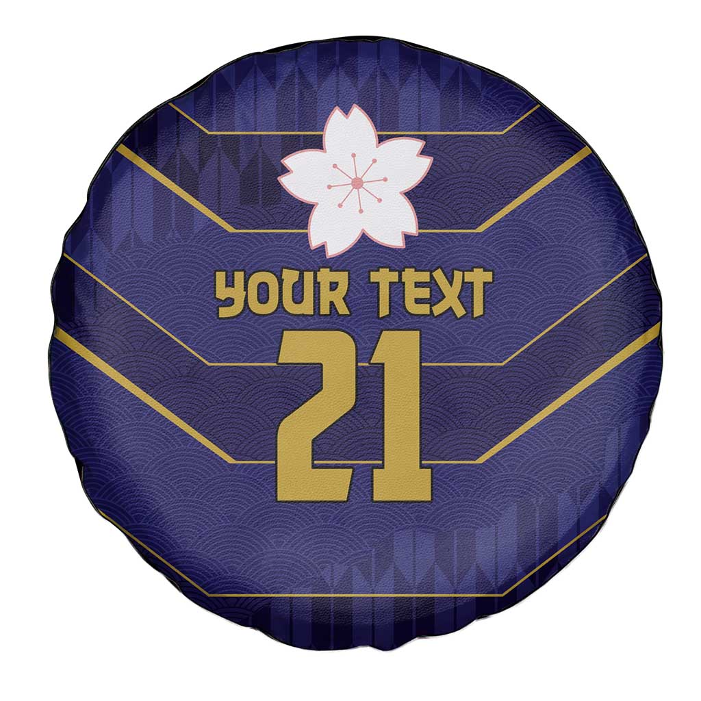 Japan Pacific Rugby 2022-23 Custom Spare Tire Cover Blue Sakura Japanese Wave Pattern