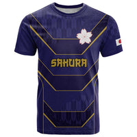 Japan Pacific Rugby 2022-23 Custom T Shirt Blue Sakura Japanese Wave Pattern