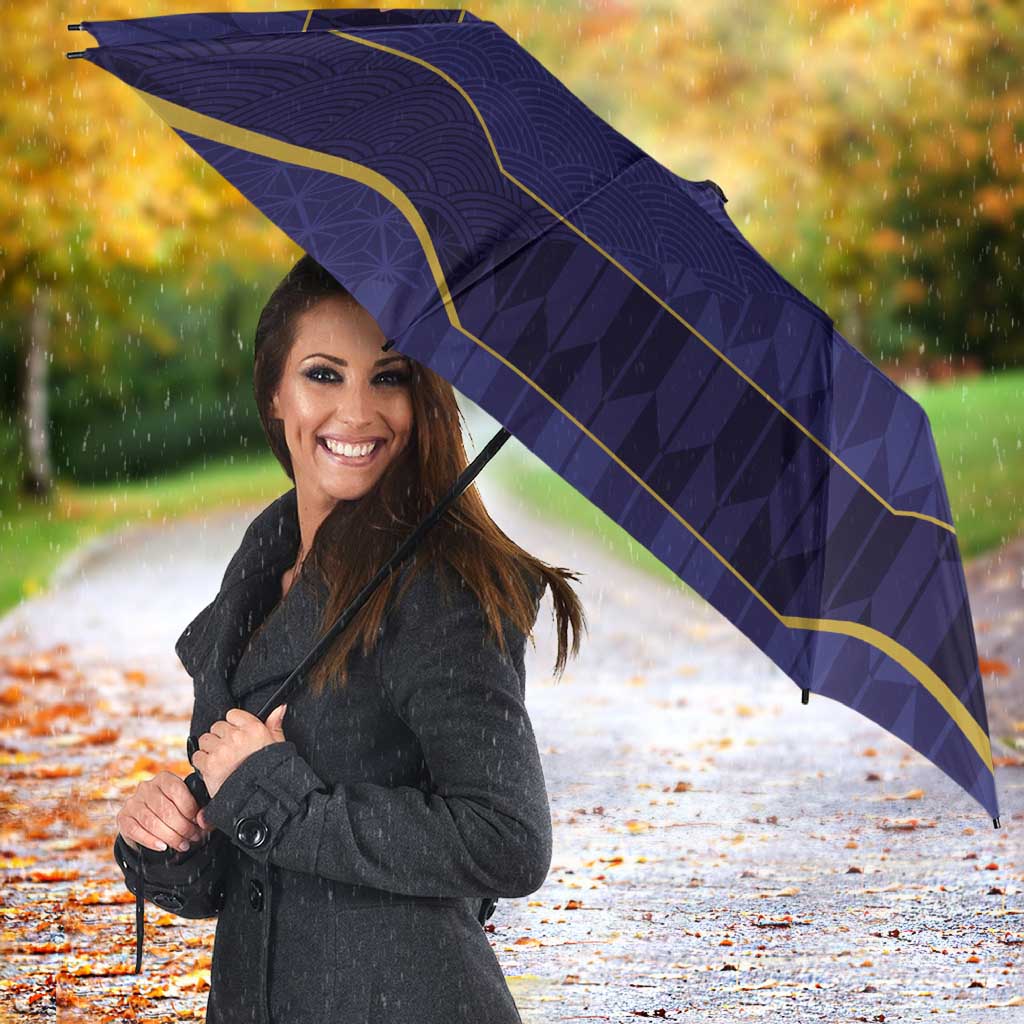 Japan Pacific Rugby 2022-23 Custom Umbrella Blue Sakura Japanese Wave Pattern - Polynesian Pride