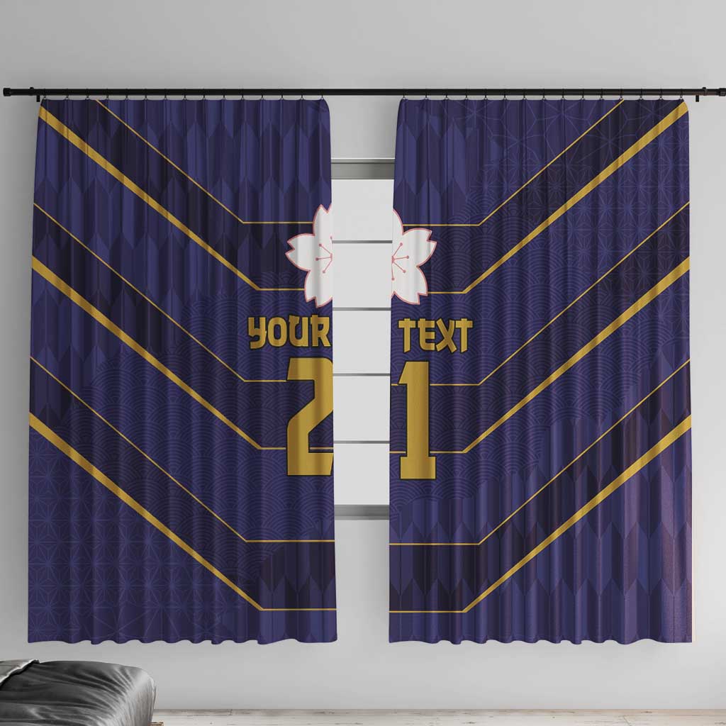 Japan Pacific Rugby 2022-23 Custom Window Curtain Blue Sakura Japanese Wave Pattern LT9 With Hooks Blue - Polynesian Pride