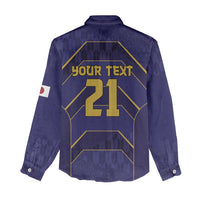 Japan Pacific Rugby 2022-23 Custom Women Casual Shirt Blue Sakura Japanese Wave Pattern LT9 - Polynesian Pride